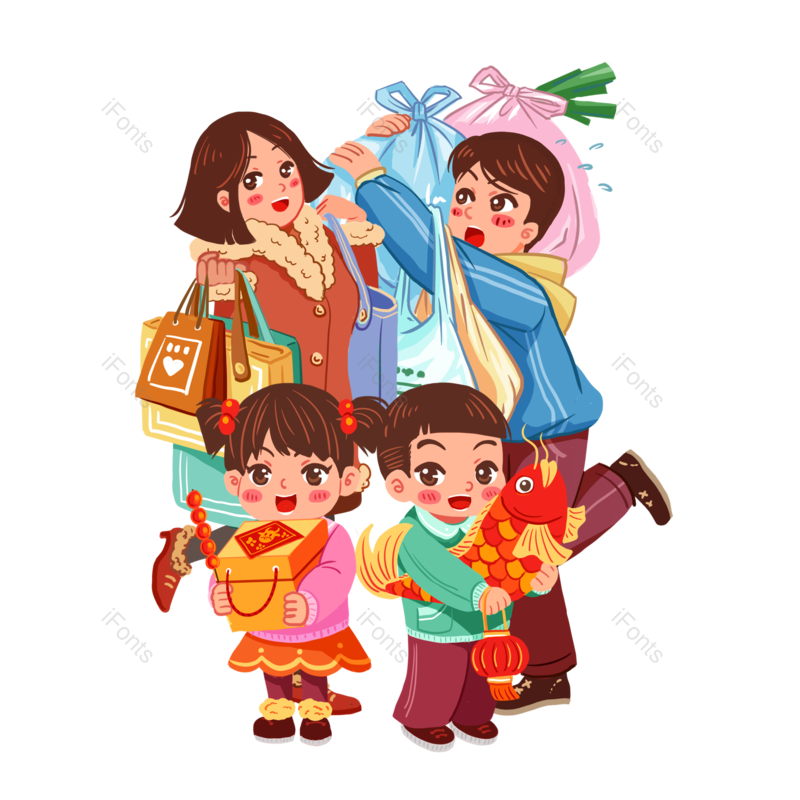 卡通图片,喜庆元素,人物PNG,一家人免抠素材